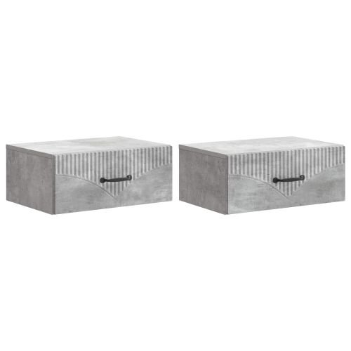 Спален шкаф с монтаж на стена с чекмедже 2 pcs Бетонно сиво