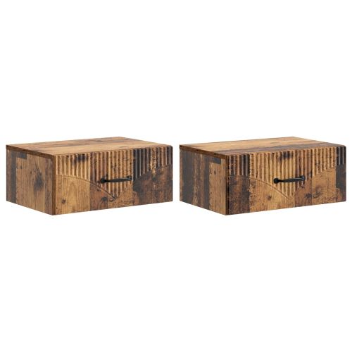 Спален шкаф с монтаж на стена с чекмедже 2 pcs Старо дърво