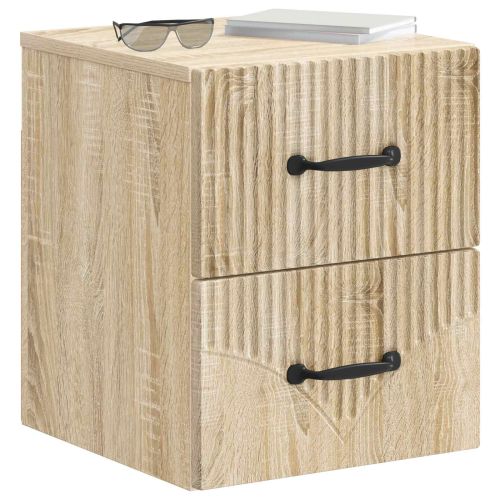 Спален шкаф с монтаж на стена с чекмедже 2 pcs Дъб сонома