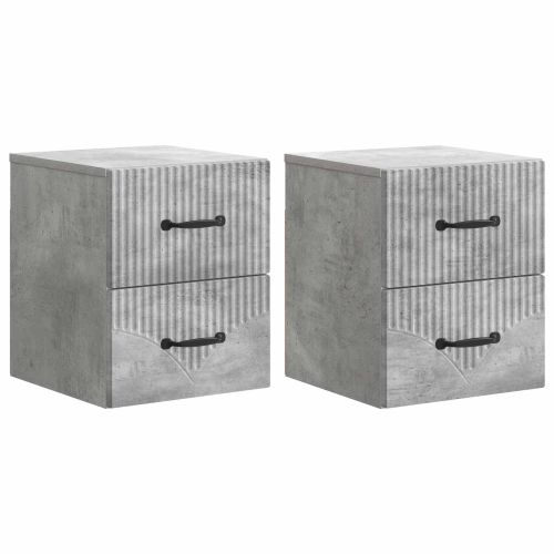 Спален шкаф с монтаж на стена с чекмедже 2 pcs Бетонно сиво