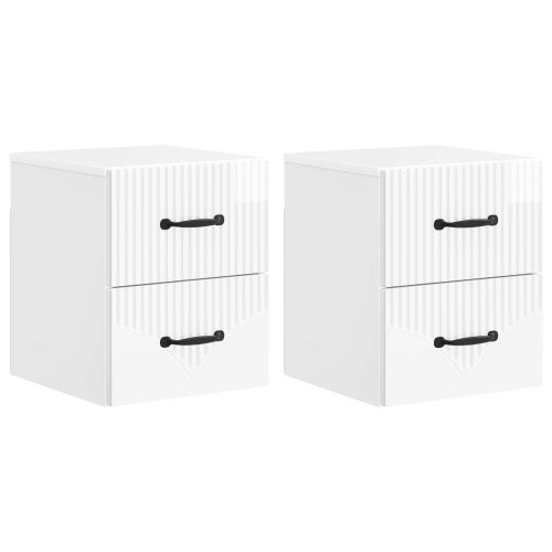 Спален шкаф с монтаж на стена 2 pcs Бял гланц 34,5 x 33 x 40 см