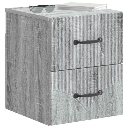 Спален шкаф с монтаж на стена с чекмедже 2 pcs Сива сонома