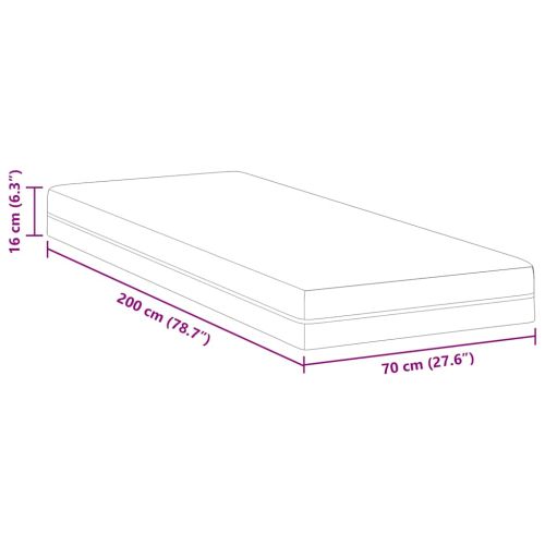Матрак от мемори пяна Средно 70 x 200 cm 16 см Бяло и сиво