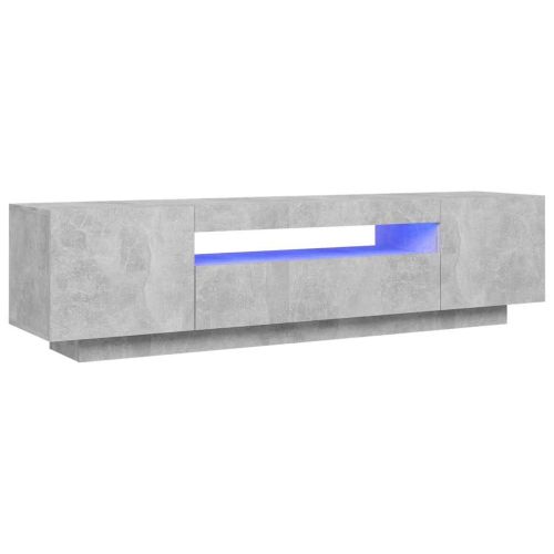 ТВ шкаф с LED осветление, бетонно сив, 160x35x40 см
