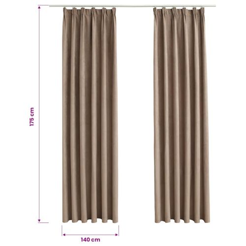Затъмняващи завеси с куки, 2 бр, таупе, 140x175 см