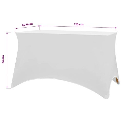 Разтегателен калъф за маса, 2 бр, 120х60,5х74 см, бял