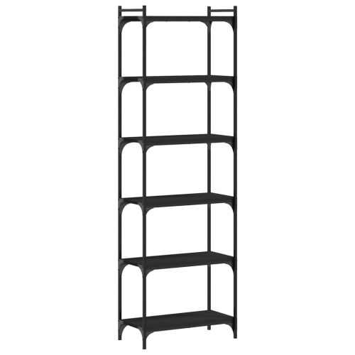 Библиотека 6 рафта черна 60x30x188 см инженерно дърво