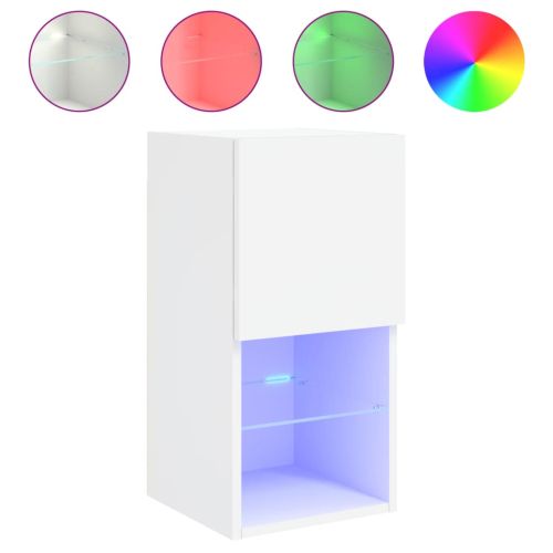 ТВ шкафове с LED осветление 2 бр бели 30,5x30x60 см