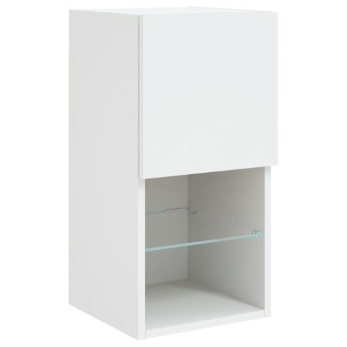 ТВ шкафове с LED осветление 2 бр бели 30,5x30x60 см