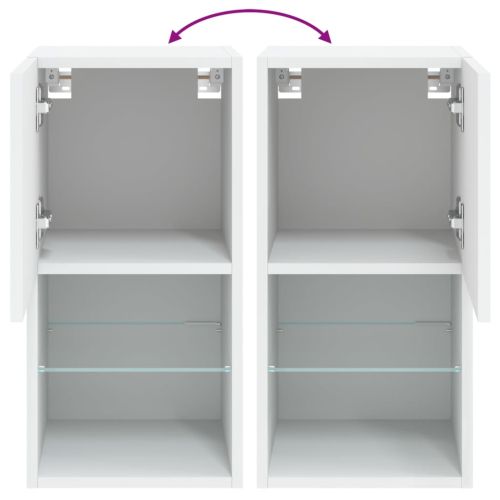 ТВ шкафове с LED осветление 2 бр бели 30,5x30x60 см