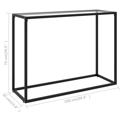 Конзолна маса, прозрачна, 100x35x75 cм, закалено стъкло