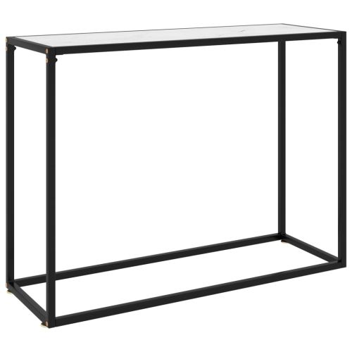 Конзолна маса, бяла, 100x35x75 cм, закалено стъкло
