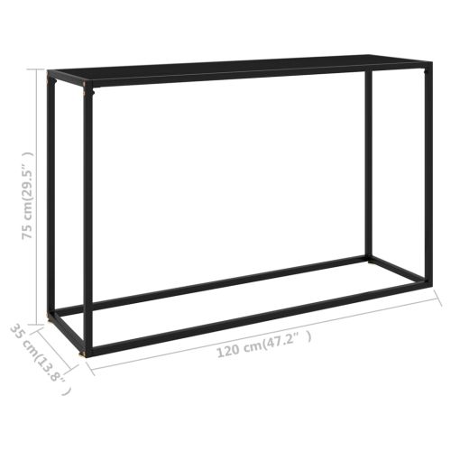 Конзолна маса, черна, 120x35x75 cм, закалено стъкло