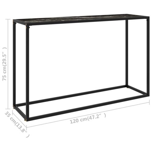 Конзолна маса, черна, 120x35x75 cм, закалено стъкло