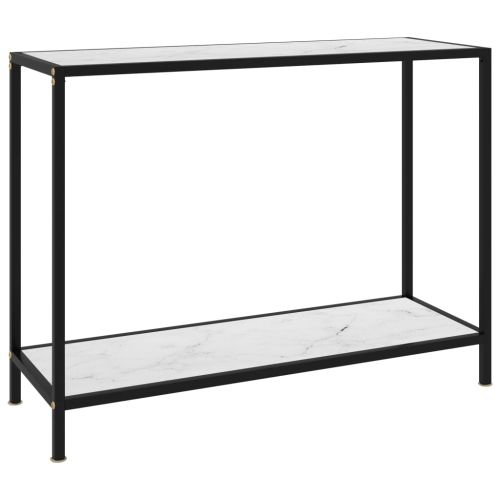 Конзолна маса, бяла, 100x35x75 cм, закалено стъкло