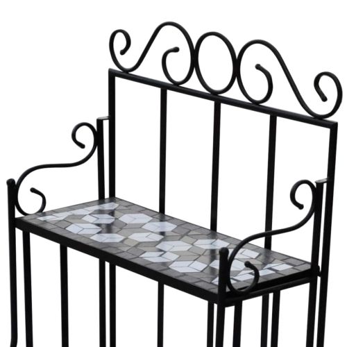 Етажерка за цветя, черно-бял мозаечен модел