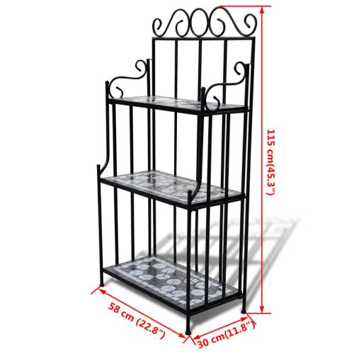 Етажерка за цветя, черно-бял мозаечен модел