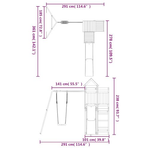Комбинирано детско съоръжение за игра на открито, бор масив