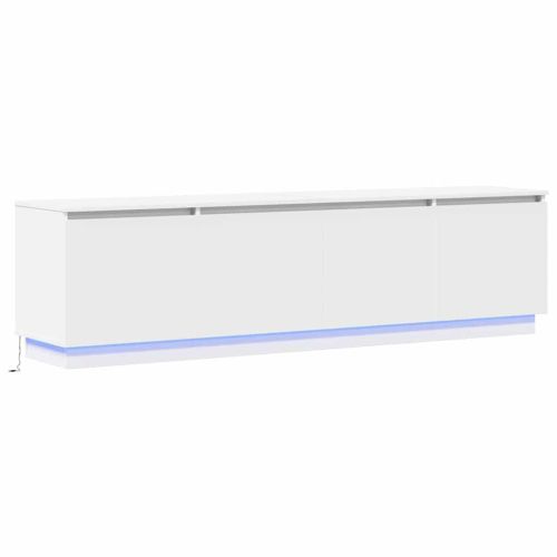 ТВ шкаф с LED Бяло 180 x 38 x 49 см Инженерно дърво