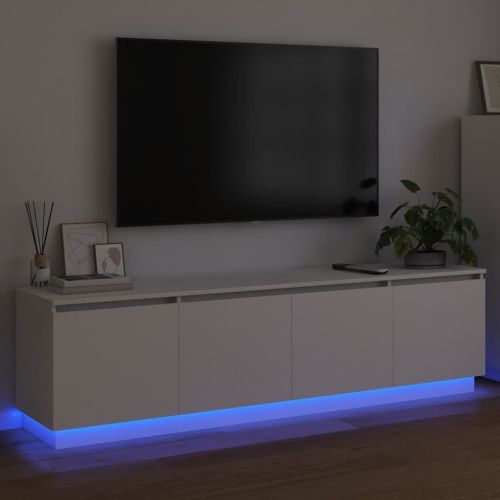 ТВ шкаф 180 x 38 x 49 см Бяло Инженерна дървесина