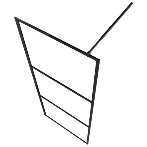 Стена за душ с прозрачно ESG стъкло, черна, 80x195 см