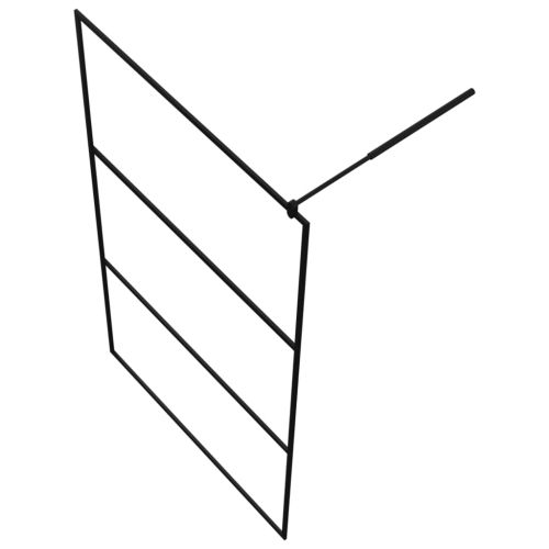 Стена за душ с прозрачно ESG стъкло, черна, 115x195 см