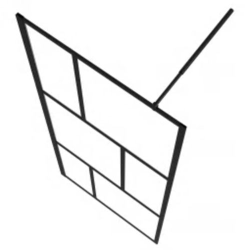 Преграден параван за баня, закалено стъкло, черен, 80x195 см