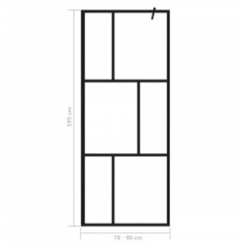 Преграден параван за баня, закалено стъкло, черен, 80x195 см