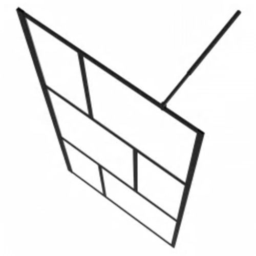 Преграден параван за баня, закалено стъкло, черен, 90x195 см