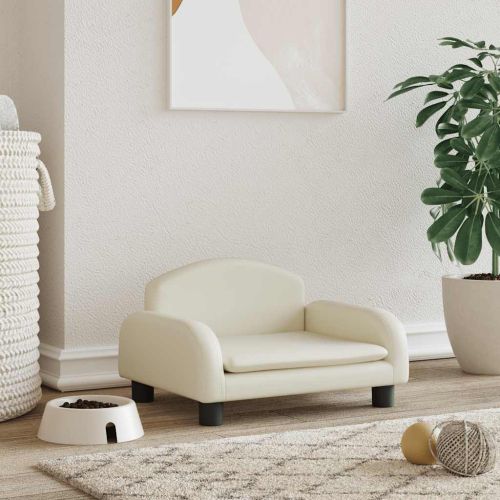 Кучешко легло, кремаво, 50x40x30 см, изкуствена кожа