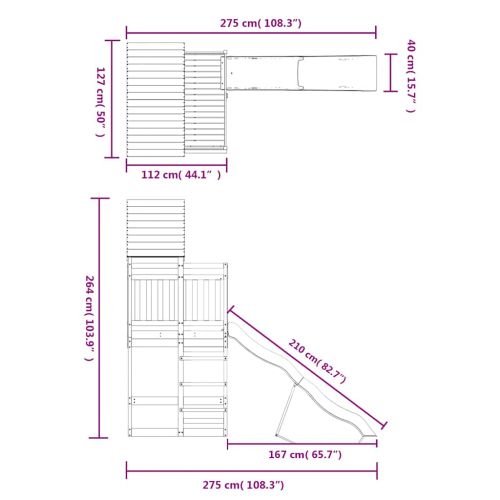 Комбинирано детско съоръжение за игра на открито, бор масив