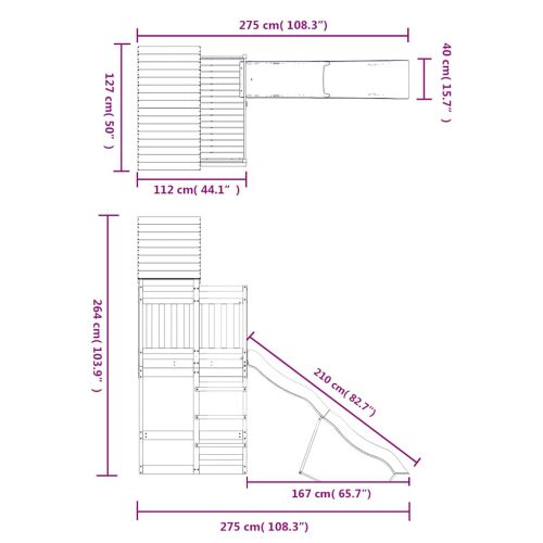 Комбинирано детско съоръжение за игра, импрегниран бор