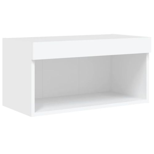 ТВ стенни модули с LED, 5 части, бели, инженерно дърво