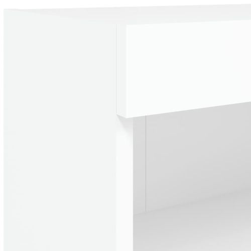 ТВ стенни модули с LED, 5 части, бели, инженерно дърво