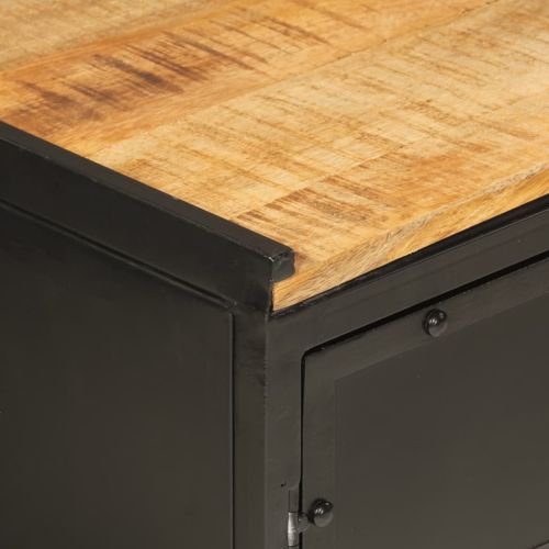 Комплект мебели за баня, 2 части, желязо и масивно манго