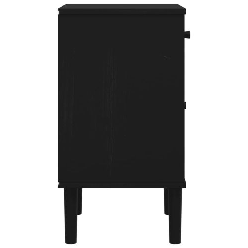 Нощно шкафче SENJA ратанова визия черно 40x35x65 см бор масив