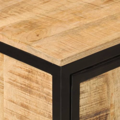 Шкаф за баня 40x27x90 см мангово дърво масив и желязо