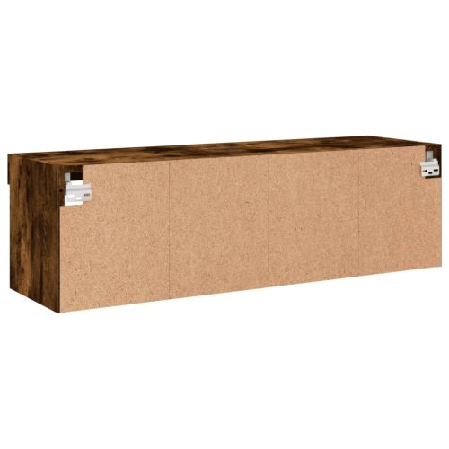 ТВ шкаф с LED осветление, опушен дъб, 100x30x30 см