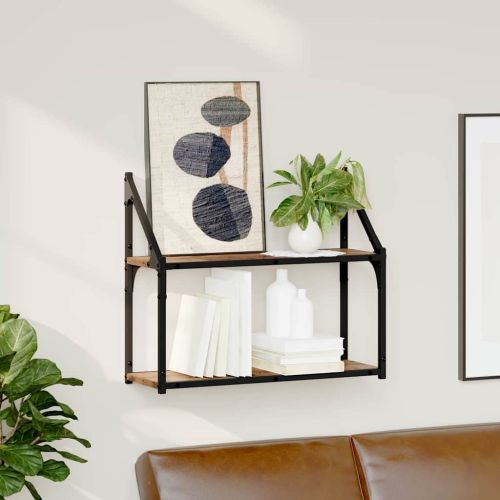 Стенен рафт с рафт Старо дърво 60 x 21 x 51 cm Инженерно дърво