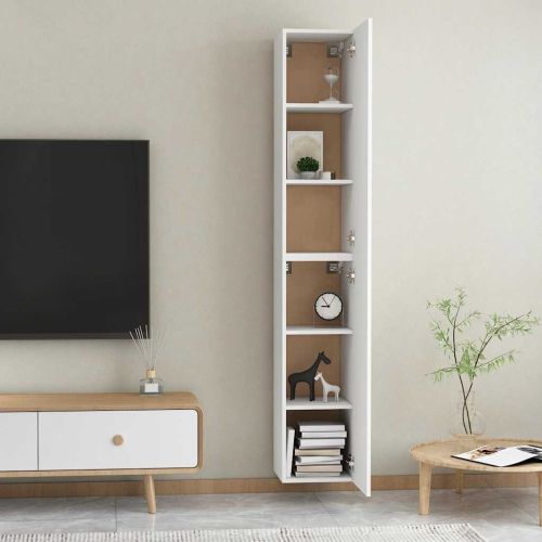 ТВ шкафове, 2 бр, бели, 30,5x30x90 см, инженерно дърво