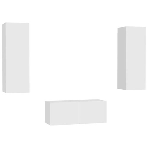 Комплект ТВ шкафове от 4 части, бял, инженерно дърво