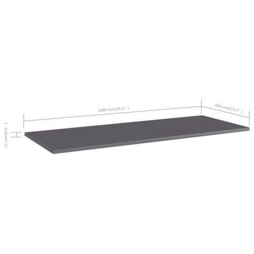 Рафтове за етажерка, 4 бр, сив гланц, 100x40x1,5 см, ПДЧ