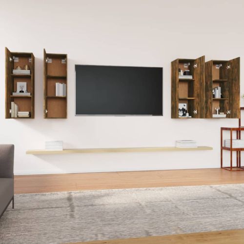 ТB шкафове, 4 бр, опушен дъб, 30,5x30x90 см, инженерно дърво