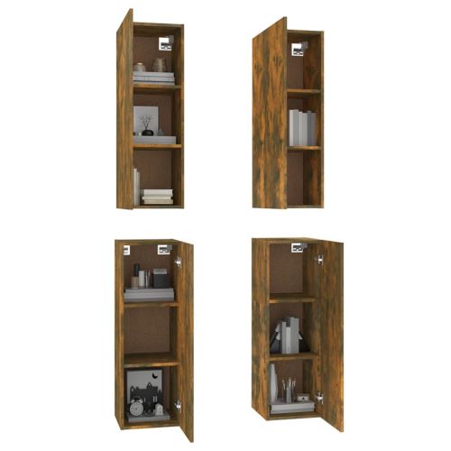 ТB шкафове, 4 бр, опушен дъб, 30,5x30x90 см, инженерно дърво