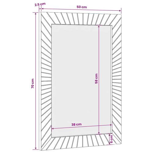 Огледало за баня Монтиране на стена Златист 50 x 2,5 x 70 см