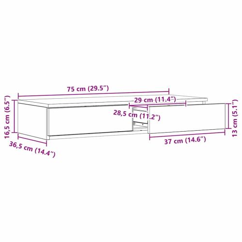 Чекмеджета за легло Циментено сиво 75 x 36,5 x 16,5 см