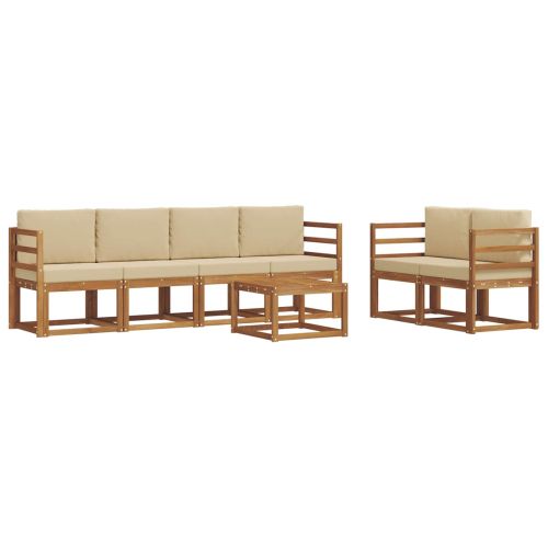Комплект дивани за открито 7 pcs Натурален и Бежов