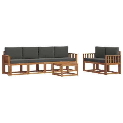 Комплект дивани за открито 7 pcs Натурален и Антрацит