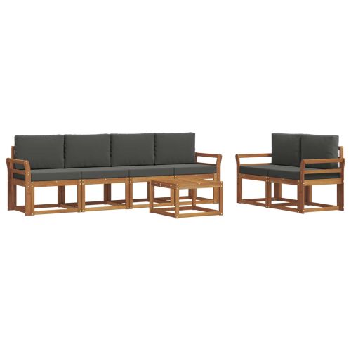Комплект дивани за открито 7 pcs Натурален и Антрацит