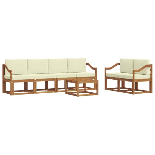 Комплект дивани за открито 7 pcs Натурален и Крема